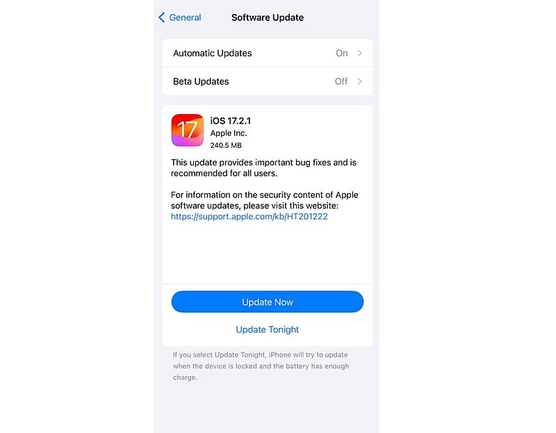 Apple rolls out iOS 17.2.1 update with bug fixes