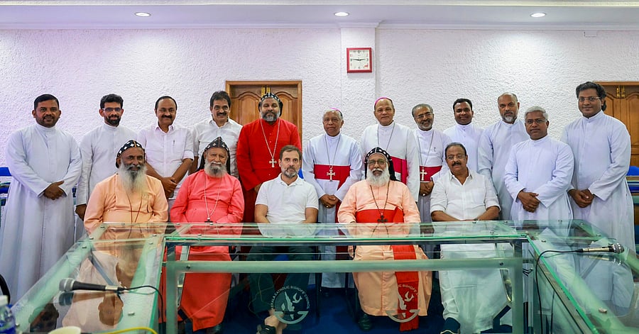 <div class="paragraphs"><p>Congress leader Rahul Gandhi seen here during an interaction with Kerala Catholic Bishops Council office-bearers at Pastoral Orientation Centre, in Kochi</p></div>