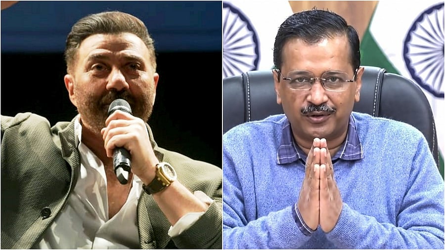 <div class="paragraphs"><p>Bollywood actor and BJP MP Sunny Deol(L) and AAP convenor Arvind Kejriwal.</p></div>