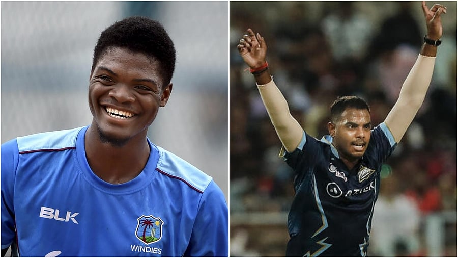 <div class="paragraphs"><p>Alzarri Joseph (L) and Yash Dayal were RCB's picks at the mini auction.&nbsp;</p></div>