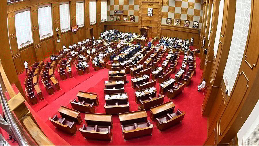<div class="paragraphs"><p>BJP members walked out of the Legislative Council demanding the resignation of Housing Minister Zameer Ahmed Khan over his controversial statement about MLAs having to 'salute a Muslim Speaker'. </p></div>