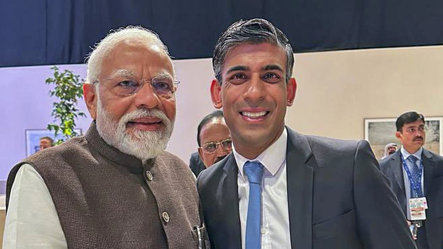 <div class="paragraphs"><p>Prime Minister Narendra Modi with UK PM Rishi Sunak.</p></div>