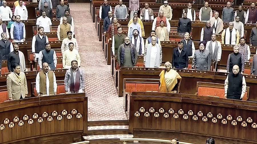 <div class="paragraphs"><p>Union Ministers Amit Shah, Nirmala Sitharaman, Dharmendra Pradhan and other members of the Rajya Sabha during the Winter session of Parliament, in New Delhi, Thursday, Dec. 21, 2023.</p></div>