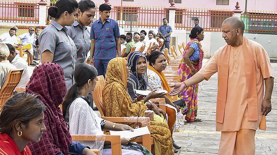 <div class="paragraphs"><p>Gorakhpur: Uttar Pradesh Chief Minister Yogi Adityanath listens to the grievances of people </p></div>