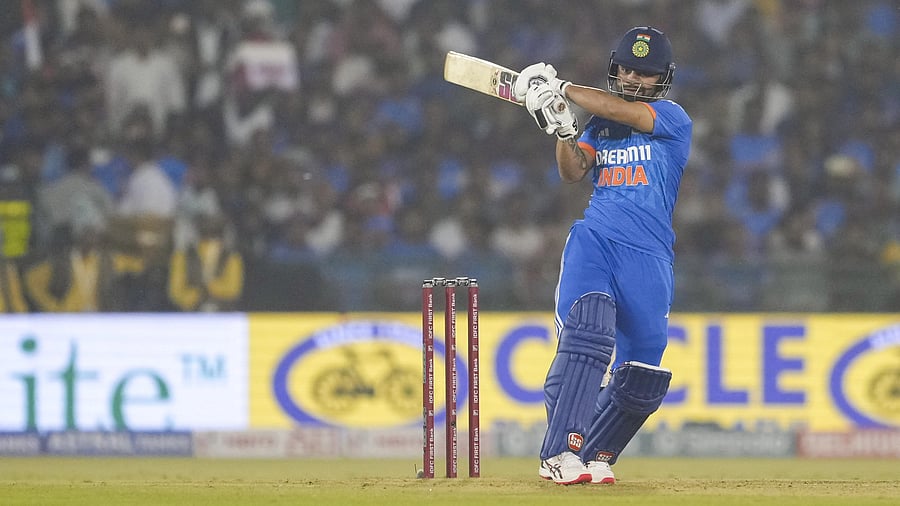 <div class="paragraphs"><p>Indian batter Rinku Singh plays a shot during the fourth T20I match between India and Australia, at Shaheed Veer Narayan Singh International Cricket Stadium, in Raipur, Friday, Dec. 1, 2023. </p></div>