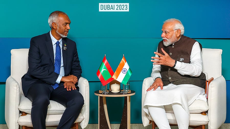 <div class="paragraphs"><p>Prime Minister Narendra Modi with newly-elected Maldivian President Mohamed Muizzu.&nbsp;</p></div>