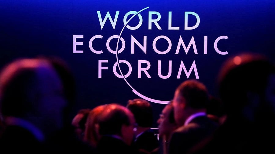 <div class="paragraphs"><p>A logo of the World Economic Forum (WEF) is seen in Davos. </p></div>