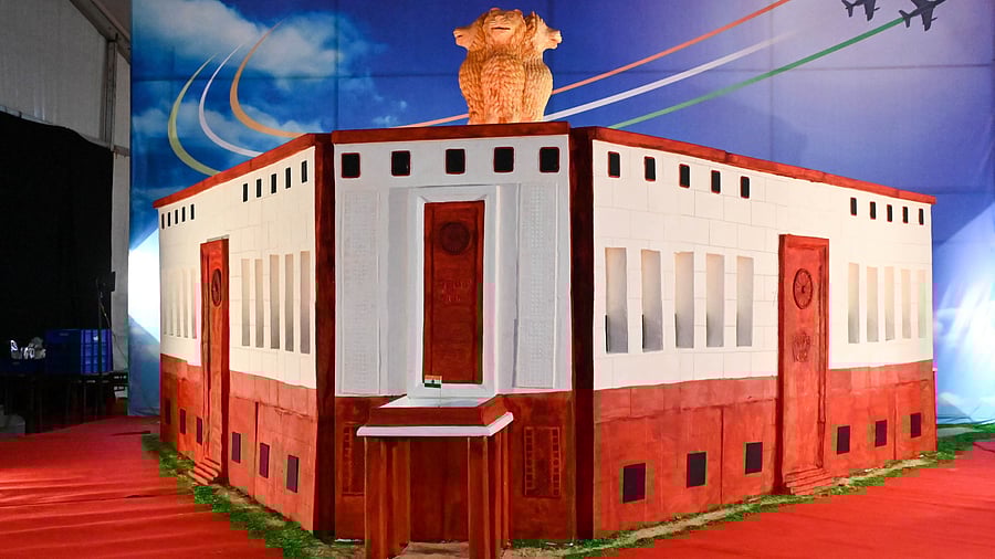 <div class="paragraphs"><p>A replica of the new Parliament House.&nbsp;</p></div>