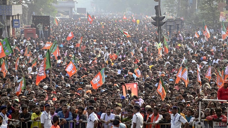 <div class="paragraphs"><p>File photo of BJP workers at a rally addressed by Union Home Minister Amit Shah, in Kolkata. </p></div>