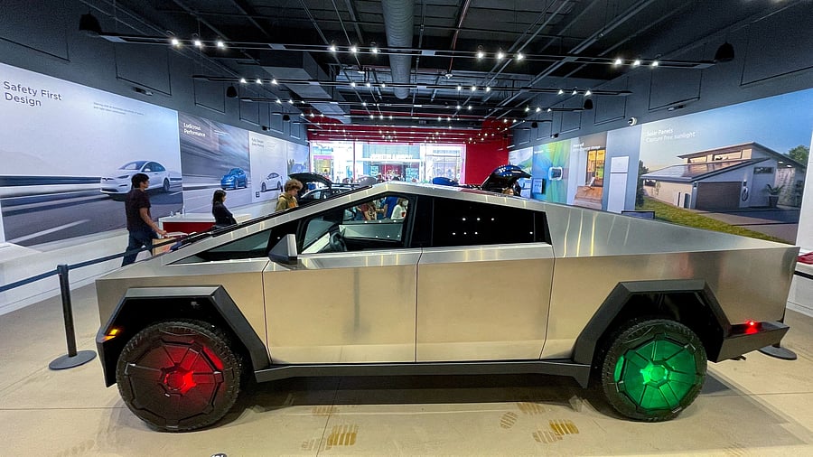 <div class="paragraphs"><p>Tesla's new Cybertruck is shown on display at a Tesla store in San Diego, California, US, December 9.</p></div>