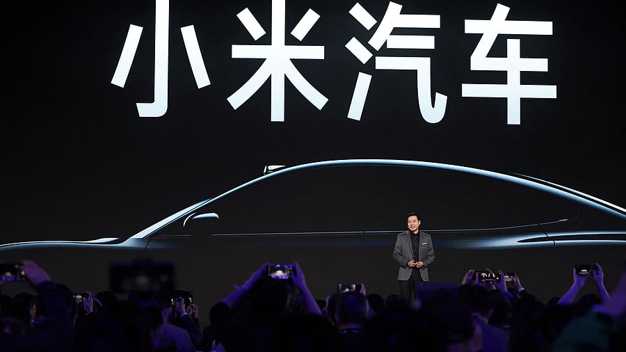 <div class="paragraphs"><p>Xiaomi founder and CEO Lei Jun speaks at an event on the company's first electric vehicle SU7, in Beijing, China December 28, 2023. </p></div>