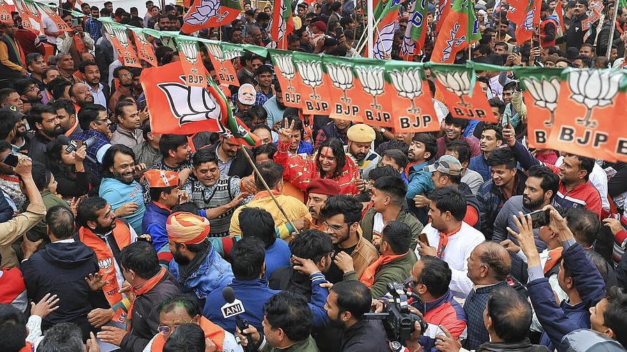 <div class="paragraphs"><p>BJP candidate Balmukund Acharya arrives at party office after his victory in Rajasthan Assembly elections, in Jaipur. </p></div>