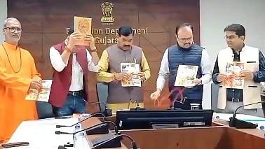 <div class="paragraphs"><p>Minister of State for Education Praful Pansheriya during the launch of  supplementary textbook on the 'Bhagavad Gita'.&nbsp;</p></div>