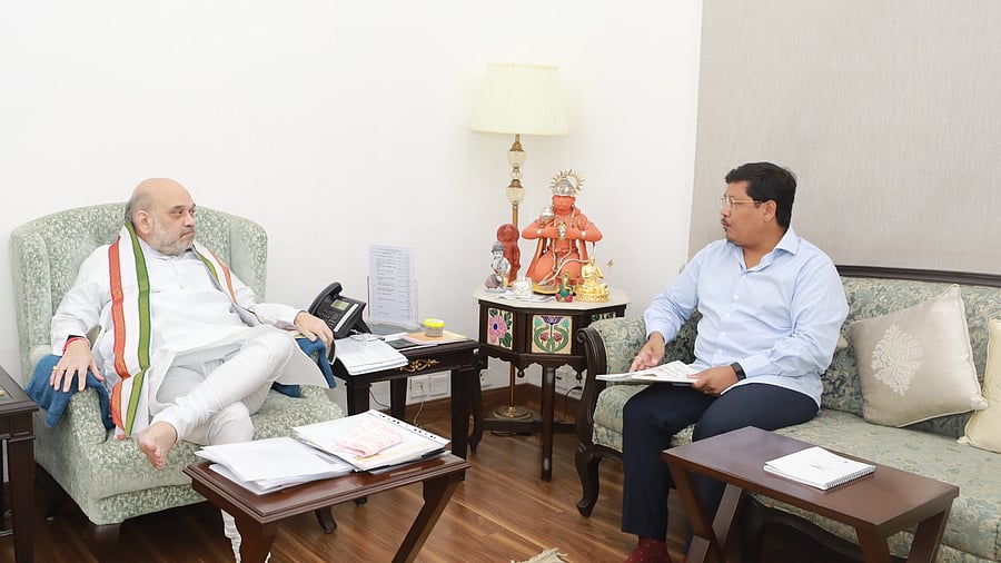 <div class="paragraphs"><p>Home Minister Amit Shah with Meghalaya Chief Minister Conrad K Sangma</p></div>