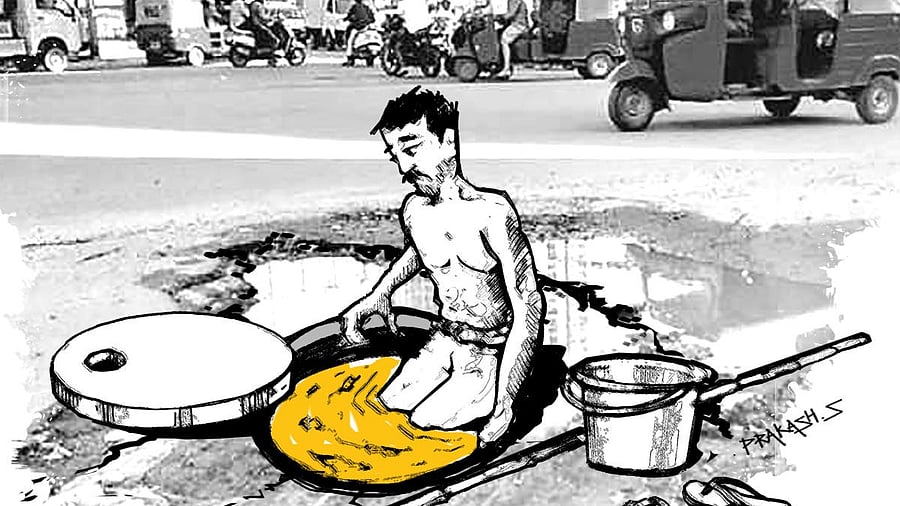 <div class="paragraphs"><p>Illustration of manual scavenging</p></div>