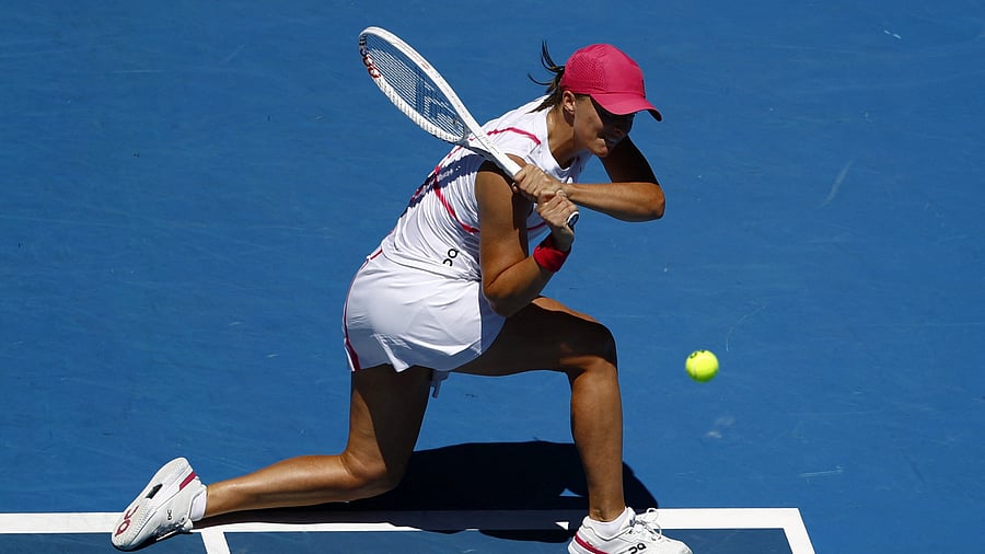 <div class="paragraphs"><p>Poland's Iga Swiatek in action during her first round match against Sofia Kenin of the US. </p></div>
