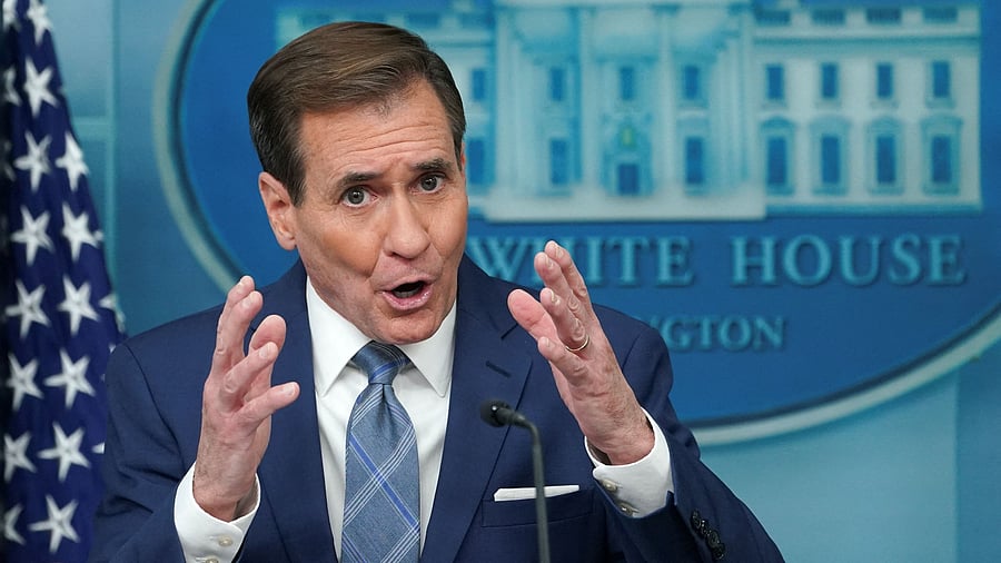 <div class="paragraphs"><p>White House national security spokesperson John Kirby responds to a question during a press briefing at the White House in Washington. </p></div>