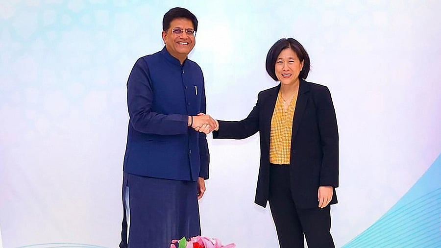 <div class="paragraphs"><p>Union Minister for Commerce & Industry Piyush Goyal with US Trade Representative Katherine Tai during the 12th Ministerial-level meeting of the India-United States Trade Policy Forum (TPF), in New Delhi.</p></div>