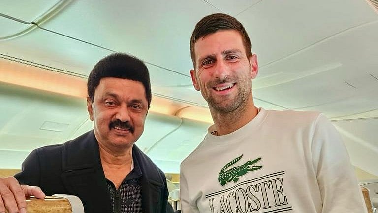 <div class="paragraphs"><p>Tamil Nadu Chief Minister M K Stalin with&nbsp;tennis star Novak Djokovic.</p></div>