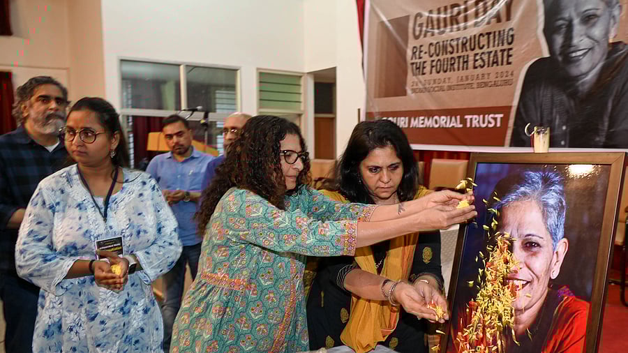 <div class="paragraphs"><p>Journalists participate in ‘Gauri Day: Reconstructing the fourth estate’ organised on Sunday. </p></div>
