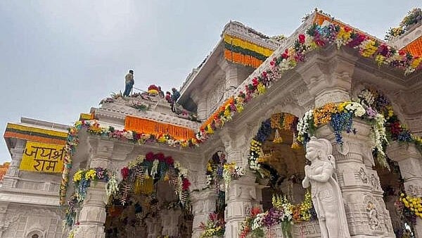 <div class="paragraphs"><p>Ram Temple being decorated on the eve of its consecration ceremony in Ayodhya on January 21 2024.</p></div>