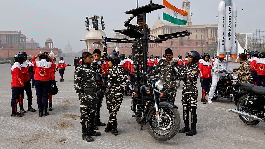 <div class="paragraphs"><p>Women motorcycle riders from various Indian paramilitary forces prepare to perform during a rehearsal for the upcoming Republic Day parade in New Delhi, India, January 20, 2024. </p></div>