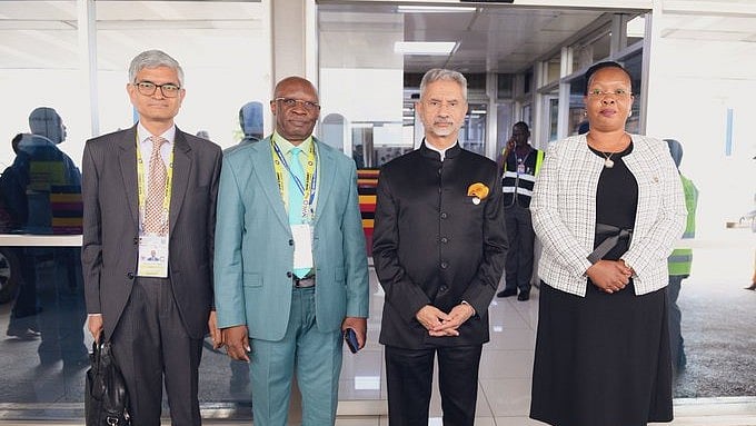 <div class="paragraphs"><p>Jaishankar arrives in Kampala to represent India at the 19th NAM Summit.</p></div>