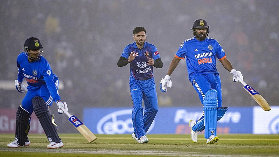 <div class="paragraphs"><p>India's batters Rohit Sharma and Shubman Gill during the first T20I cricket match between India and Afghanistan, in Mohali, Thursday, Jan 11, 2024.</p></div>