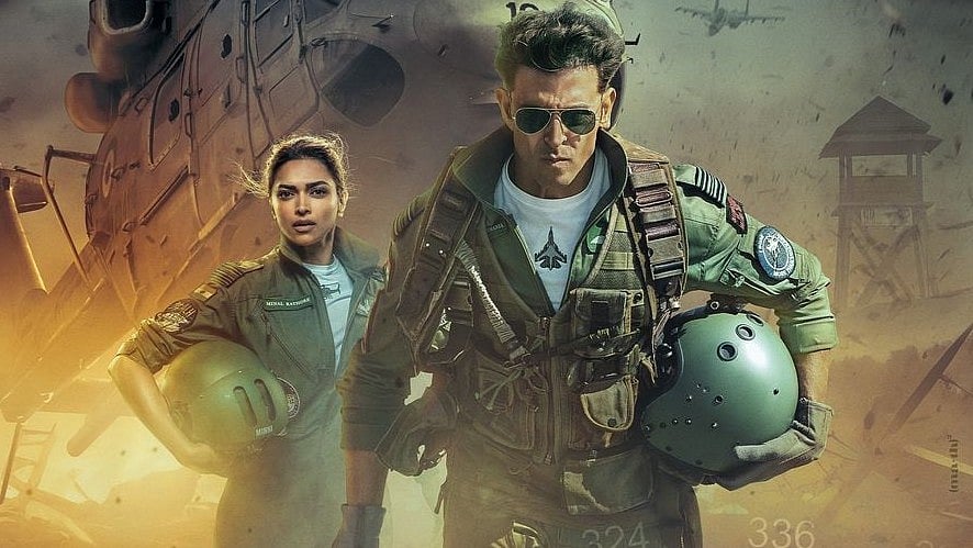<div class="paragraphs"><p>Hrithik Roshan and Deepika Padukone in a still from <em>Fighter</em>.</p></div>