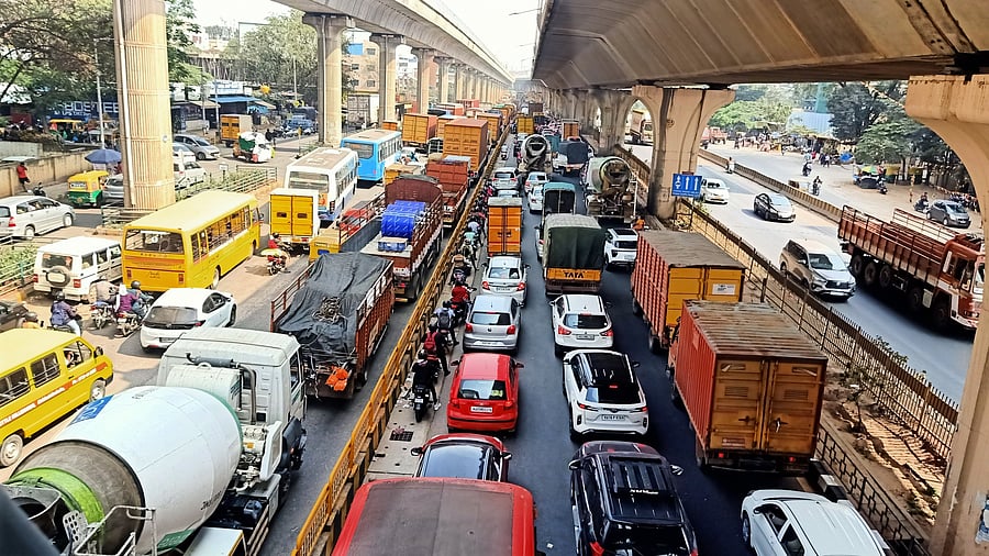 <div class="paragraphs"><p>Tumakuru Road is notorious for regular traffic bottlenecks. </p></div>