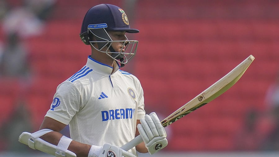 <div class="paragraphs"><p>Hyderabad: India's Yashasvi Jaiswal walks off the ground after his dismissal during the second day of the first test match between India and England, at Rajiv Gandhi International Cricket Stadium in Hyderabad, Friday, Jan. 26, 2024. </p></div>