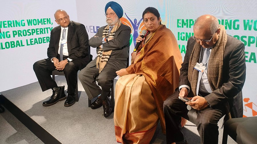 <div class="paragraphs"><p>Union Minister for Women & Child Development Smriti Irani and Union Minister Hardeep Singh Puri during the inauguration of 'WE-LEAD: Women Leadership Lounge', in Davos, Switzerland. </p></div>