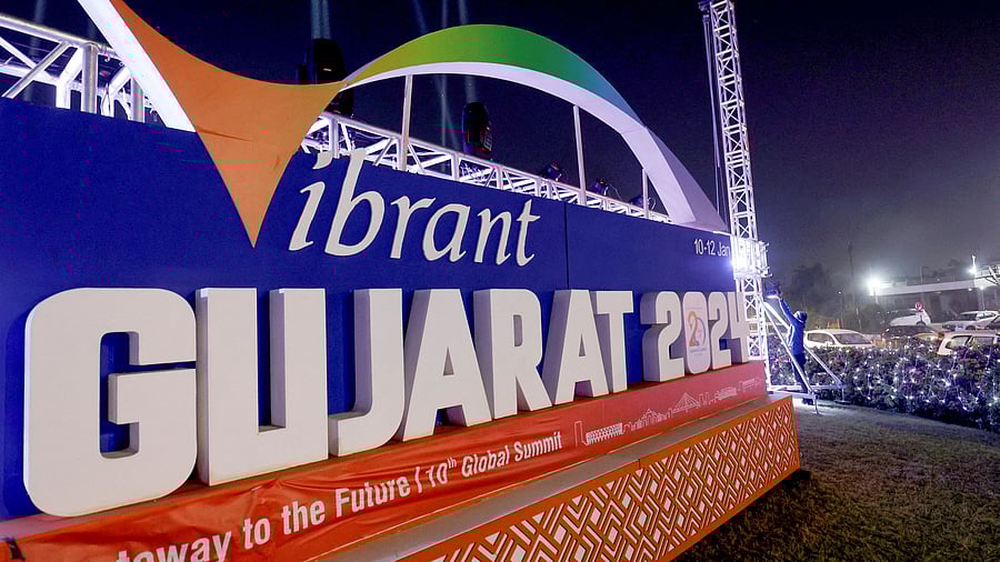<div class="paragraphs"><p>A worker installs lights ahead of the Vibrant Gujarat Global Summit, in Ahmedabad, India, January 4, 2024. </p></div>