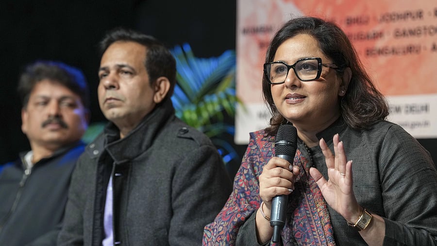 <div class="paragraphs"><p>National School of Drama (NSD) Society member Vani Tripathi Tikoo speaks during a press conference on Bharat Rang Mahotsav (International Theatre Festival of India), at Sammukh Auditorium, in New Delhi, Saturday, Jan. 27, 2024. NSD Director Chittaranjan Tripathy is also seen.</p></div>