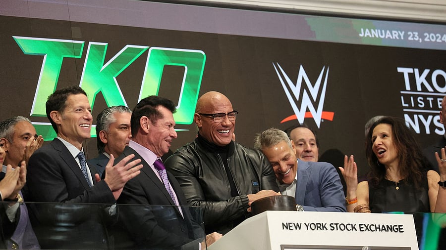 <div class="paragraphs"><p>Dwayne "The Rock" Johnson, TKO CEO Ari Emanuel, TKO Executive Chairman Vince McMahon and other members of the WWE board.</p></div>