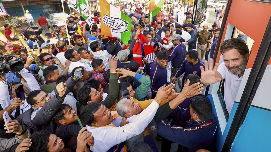 <div class="paragraphs"><p> Congress leader Rahul Gandhi during the Bharat Jodo Nyay Yatra in Assam, Friday, Jan. 19, 2024. </p></div>