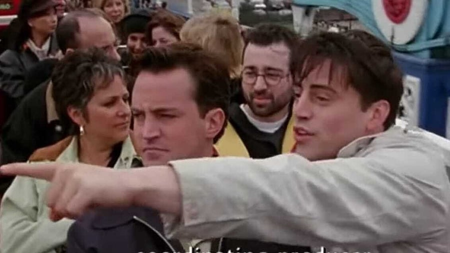 <div class="paragraphs"><p>Matthew Perry and Matt Leblanc in a scene from 'Friends' episode 'The one with Ross' wedding Part 1'</p></div>
