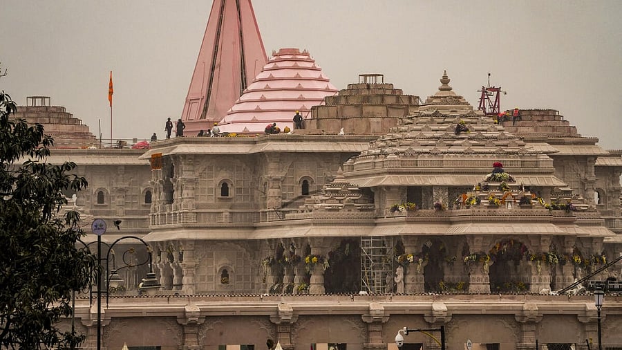 <div class="paragraphs"><p>A view of the Ram Mandir ahead of its consecration ceremony, in Ayodhya. </p></div>