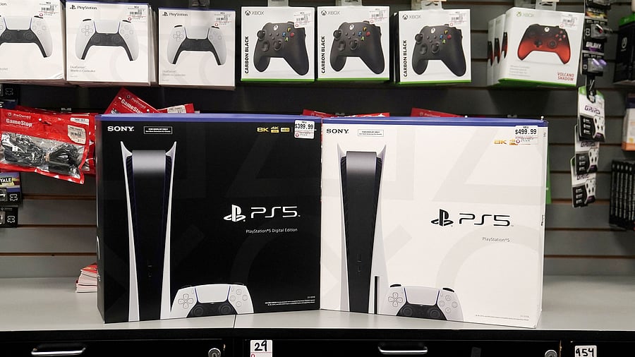 <div class="paragraphs"><p> Sony PS5 gaming consoles are pictured in the Manhattan borough of New York City, US.</p></div>