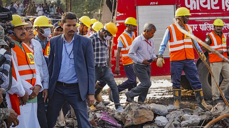 <div class="paragraphs"><p>Madhya Pradesh Chief Minister Mohan Yadav visits the firecracker factory in Harda where a blast claimed 11 lives </p></div>
