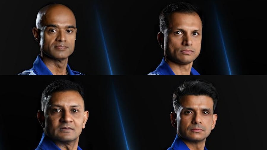 <div class="paragraphs"><p>Group Captain Prasanth Balakrishnan Nair, Group Captain Ajit Krishnan, Wing Commander Shubhanshu Shukla, Group Captain Angad Pratap (clockwise).</p></div>