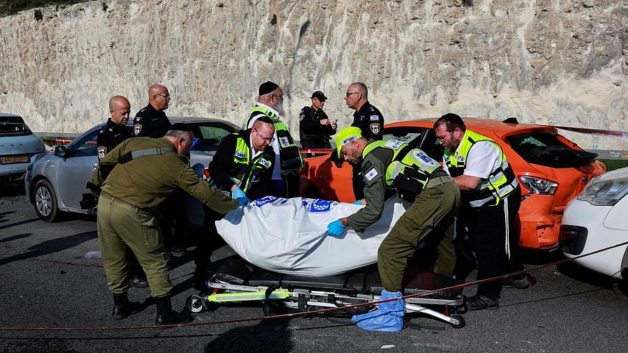 <div class="paragraphs"><p>Shooting attack by Palestinian gunmen, near Maale Adumim settlement in the Israeli-occupied West Bank.</p></div>