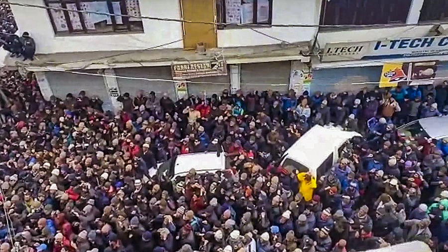 <div class="paragraphs"><p> Locals stage a protest demanding statehood and protections under the Sixth Schedule of the Constitution for the Union Territory, in Leh.</p></div>