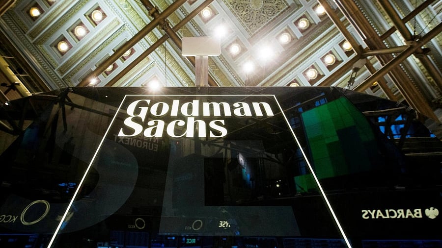 <div class="paragraphs"><p>Goldman Sachs sign is seen above floor of the New York Stock Exchange</p></div>