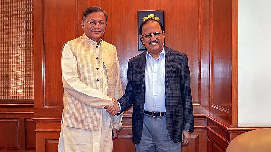 <div class="paragraphs"><p>National Security Advisor Ajit Doval and Bangladesh Foreign Minister Hasan Mahmud during a meeting, in New Delhi, Wednesday, February 7, 2024. </p></div>