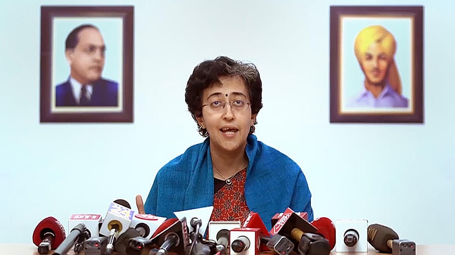 <div class="paragraphs"><p>Delhi Minister Atishi Singh addresses a press conference in New Delhi. </p></div>