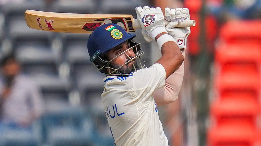 <div class="paragraphs"><p>A file photo of KL Rahul playing a shot during the second day of the first Test match between India and England in Hyderabad,</p></div>