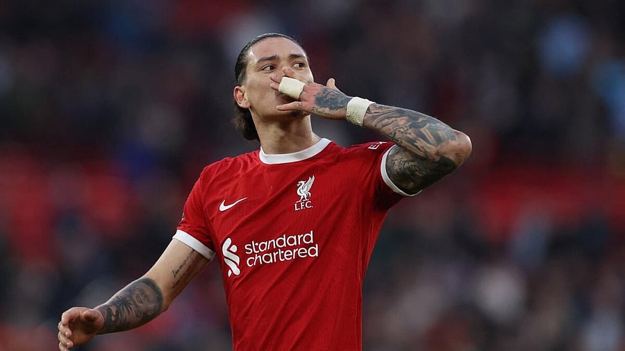 <div class="paragraphs"><p>Liverpool's Darwin Nunez celebrates after the match</p></div>
