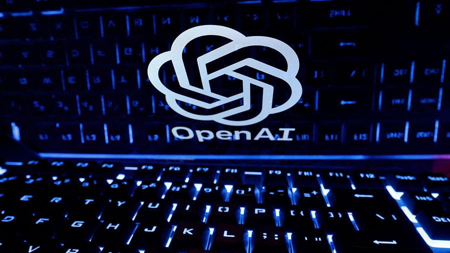 <div class="paragraphs"><p>A keyboard is placed in front of a displayed OpenAI logo.</p></div>