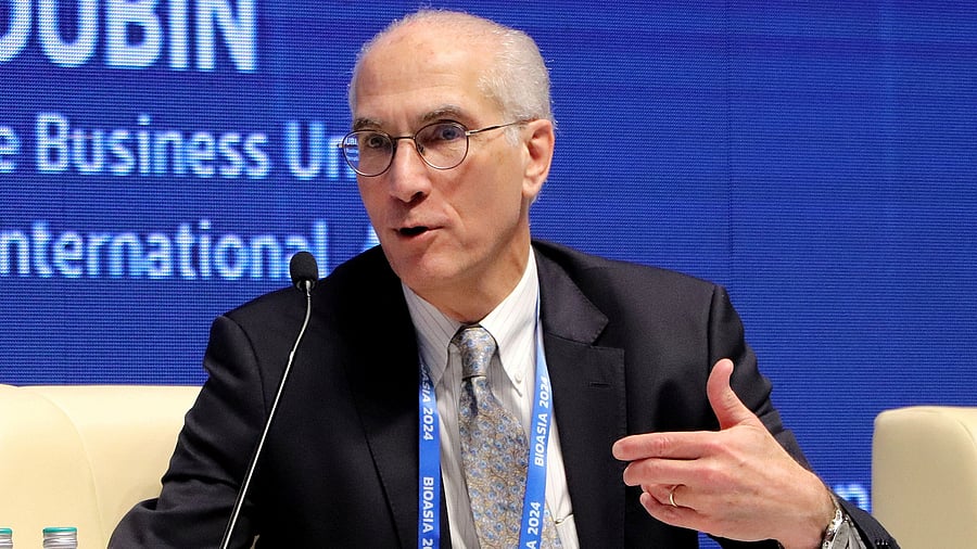 <div class="paragraphs"><p>Gary Dubin, President of Takeda's global vaccine business, speaks during the BioAsia conference in Hyderabad, India, February 27, 2024. </p></div>